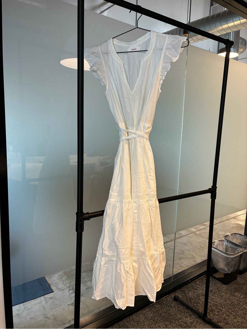 XiRENA White Flutter Sleeve Tiered Maxi Dress